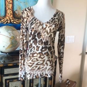 Animal print long sleeve shirt.